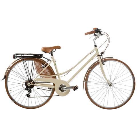 Bici Misura 28 City Bike Vintage Linea Sport Rondine Bicicletta Da Donna Con Cambio 6v Completa Di Accessori Luci A Led - 44 Panna - Foto 1