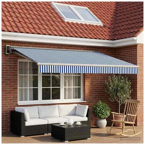 Telo di ricambio per tenda da sole Blu e Bianco 450 × 300 cm - Foto 2
