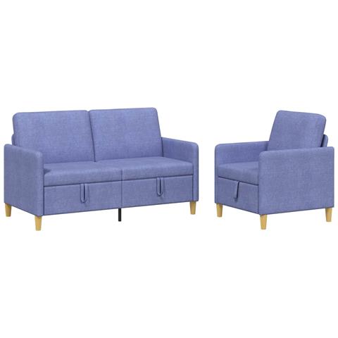 Set di Divani con Storage 2 pcs Blu jeans Poliestere - Foto 1