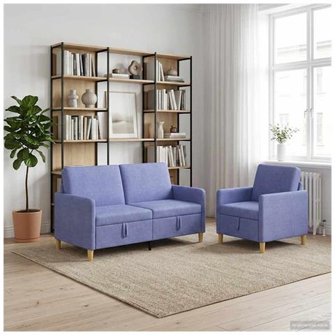Set di Divani con Storage 2 pcs Blu jeans Poliestere - Foto 2