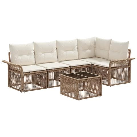 Set Divano da Giardino 6 pcs Beige polyrattan - Foto 1