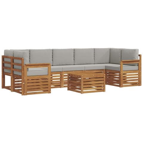 Set di divani da esterno 8 pcs Grigio Naturale e Chiaro - Foto 1
