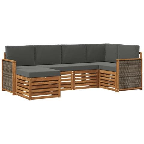 Set divano sezionale con cuscino 5 pcs Naturale e Antracite - Foto 1