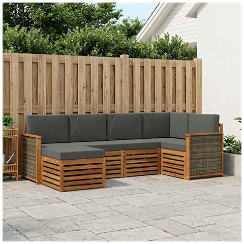 Set divano sezionale con cuscino 5 pcs Naturale e Antracite - Foto 2