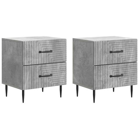 Armadio da Notte 2 pcs Grigio Cemento 43 x 34,5 x 47,5 cm - Foto 1