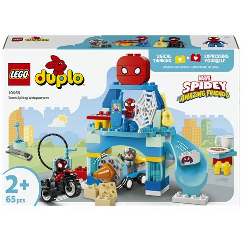 DUPLO Marvel 10464 Webquarters del Team Spidey, Giocattolo da Supereroi con Moto, 3 Personaggi, Regalo per Bambini da 2+ - Foto 1