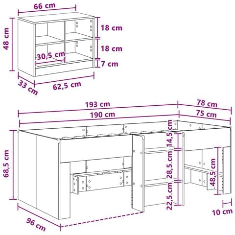 Struttura Letto Loft con Mobile 3 pz Legno antico - Foto 7