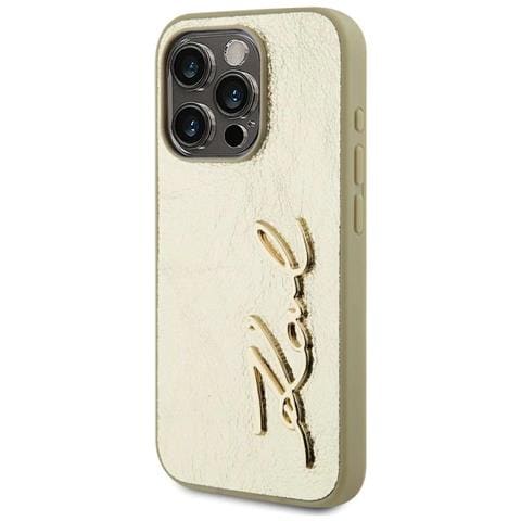 Custodia Dorata Per Iphone 15 Pro Con Superficie Metallica Karl Lagerfeld - Foto 2