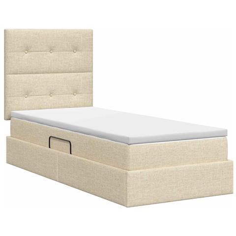 Letto con contenitore e materasso Crema 90 x 190 cm Tessuto - Foto 9