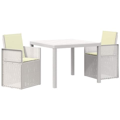Set da Pranzo per Giardino 3 pz Bianco e Crema PP - Foto 1