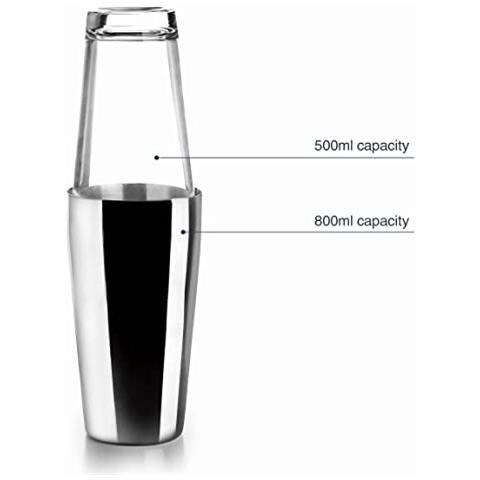 62285 - Shaker per cocktail Boston in acciaio inox, shaker professionale con 2 bicchieri - Foto 2