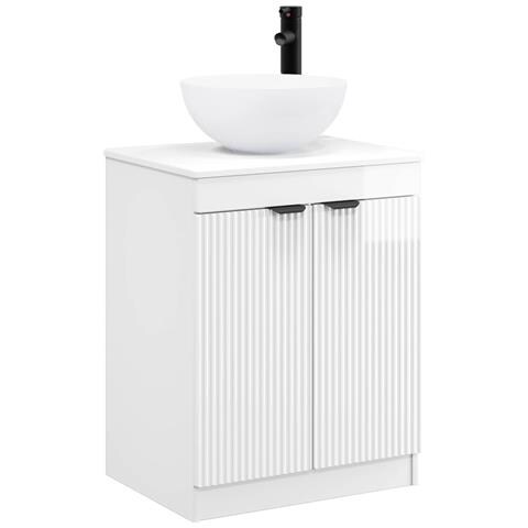 Set di mobili per il bagno Bianco Lucido Legno ingegnerizzato - Foto 1