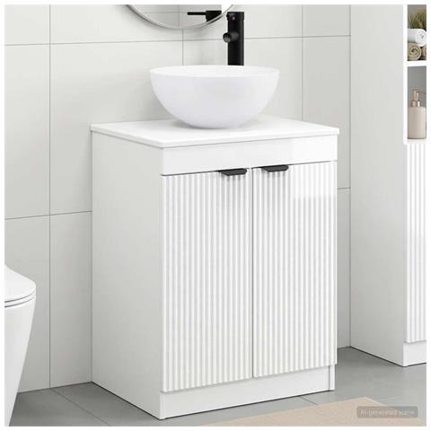 Set di mobili per il bagno Bianco Lucido Legno ingegnerizzato - Foto 10