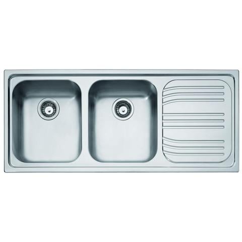 Lavello Inox 2 Vasche con Gocciolatoio Destro 116 x 50 x 20 cm Colore Acciaio Inox - Foto 1