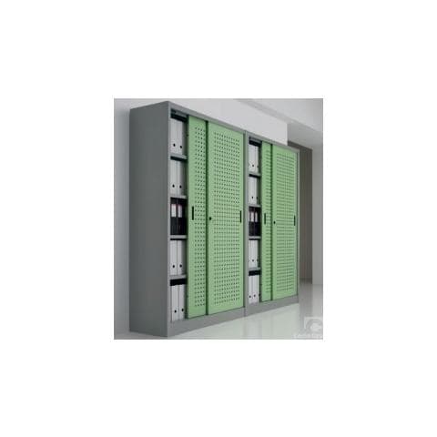 Armadio per Archiviazione ad Ante Scorrevoli in Lamiera forata 180x60x200cm - Foto 1