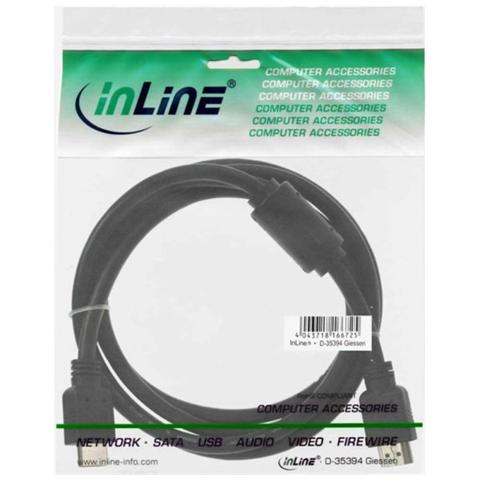 cavo hdmi high speed, fullhd 1080p, uhd 2.160p, type-a maschio / type-a maschio, ferrite anti-disturbo, nero, 1m - Foto 2