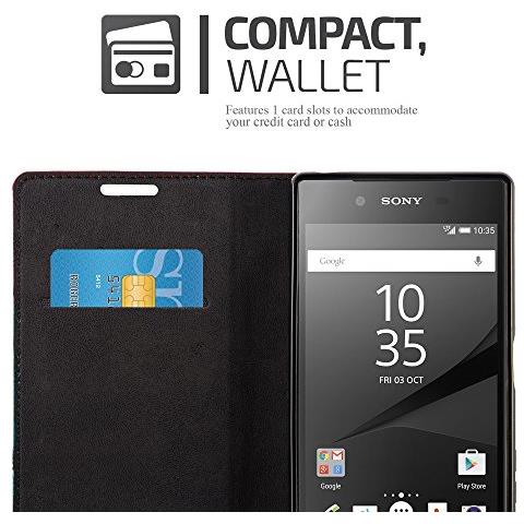 Custodia Compatibile Con Sony Xperia Z5 In Rosso Mela - Coperchio Protettiva Con Chiusura Magnetica, Funzione Stand E Tasca Per Le Carte - Foto 2