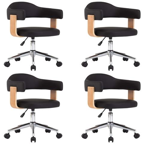 Sedie Da Pranzo Girevoli 4 Pz Nere In Similpelle - Foto 1