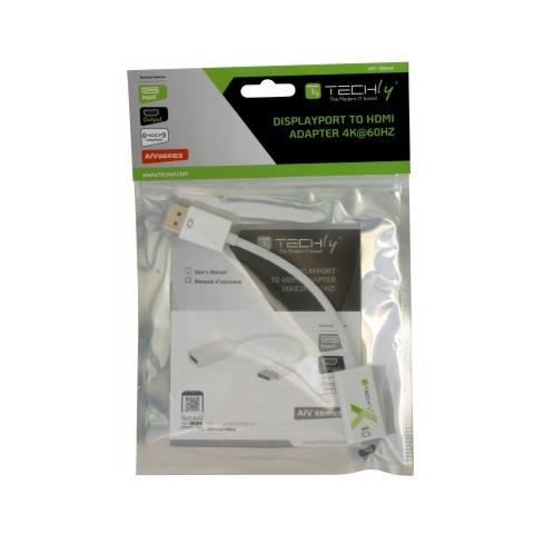 IADAP DP-HDMI2F60 Adattatore da Displayport v1.2 a HDMI 4K@ 60Hz 0.15m F / M - Bianco - Foto 2