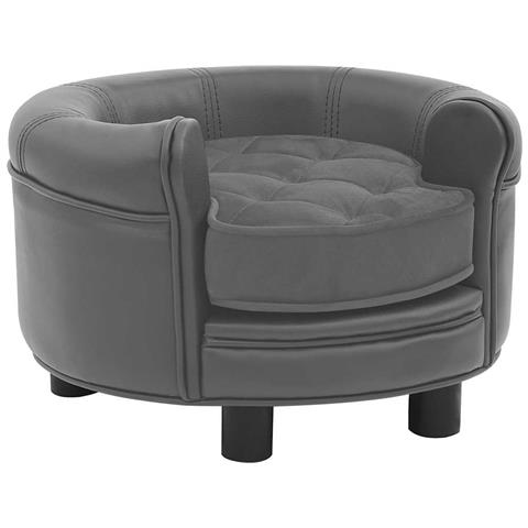 Divano per Cani Grigio 48x48x32 cm in Peluche e Similpelle - Foto 1