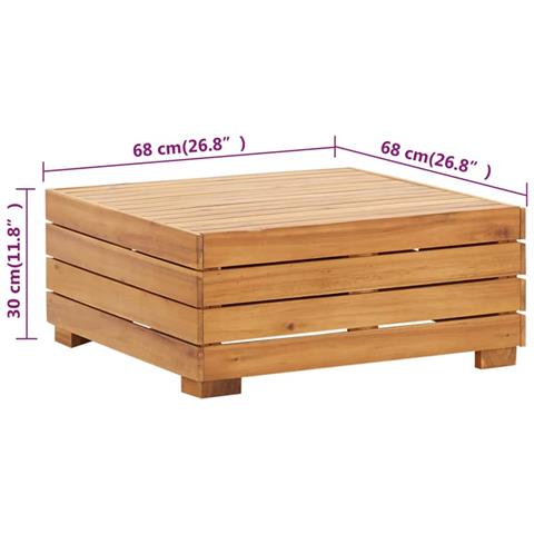 Set Tavolino Poggiapiedi Da Giardino Cuscino Massello D'acacia - Foto 7