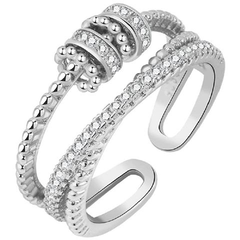 Anello Antistress Regolabile Con Perline Girevoli Argento - Foto 1