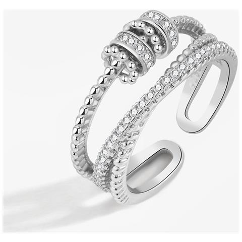 Anello Antistress Regolabile Con Perline Girevoli Argento - Foto 6