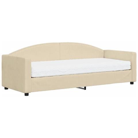 Divano Letto Con Materasso Crema 80x200 Cm In Tessuto - Foto 1