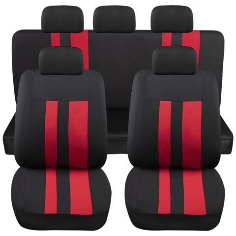 Coprisedili Auto Universali Modello Ls07, Set Anteriori E Posteriori, Tessuto Poliestere, Colore Rosso - Foto 1