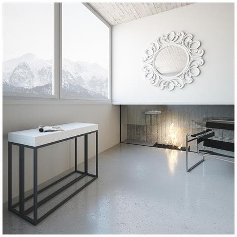 Consolle Allungabile 90x40/196 Cm Epoca Small Telaio Antracite - Bianco Frassino - Foto 2