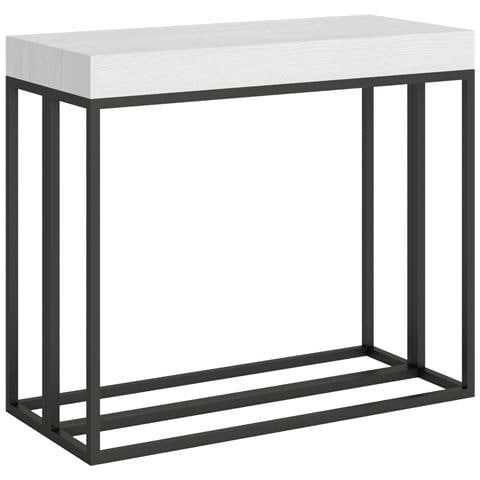 Consolle Allungabile 90x40/196 Cm Epoca Small Telaio Antracite - Bianco Frassino - Foto 5