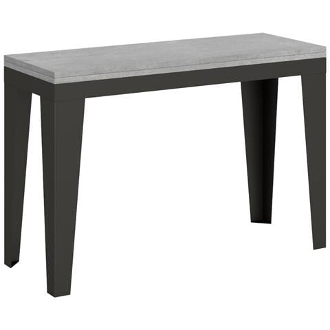 Tavolo Apribile 120/200x45/90 Cm Flame Double Telaio Antracite - Cemento - Foto 5