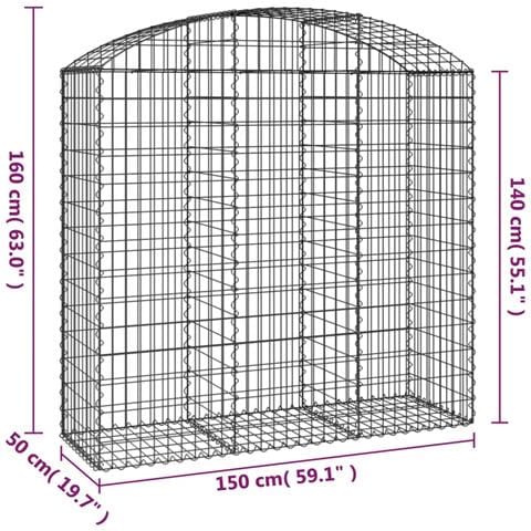 Cesto Gabbione Ad Arco 150x50x140/160 Cm Ferro Zincato - Foto 4