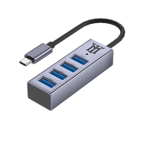 Premium MTHUB4 hub di interfaccia USB 3.2 Gen 2 (3.1 Gen 2) Type-C 5 Mbit /s Alluminio, Grigio - Foto 1