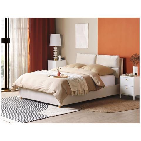 Letto Matrimoniale Con Contenitore Velluto Beige 140 X 200 Cm Batilly - Foto 1