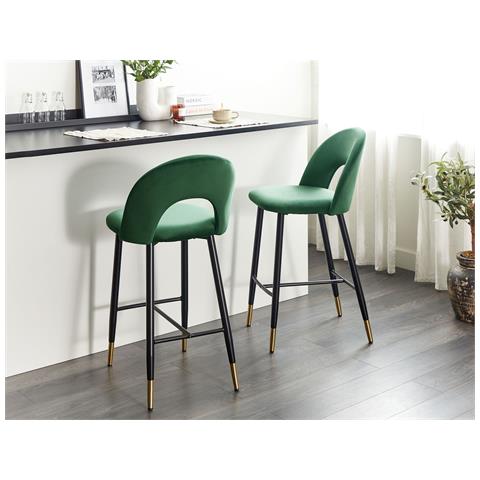 Set Di 2 Sedie Alte Falton Velluto Verde Smeraldo - Foto 1