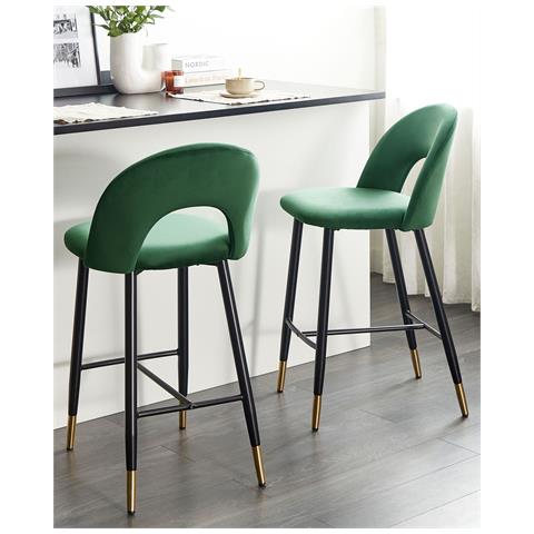 Set Di 2 Sedie Alte Falton Velluto Verde Smeraldo - Foto 9