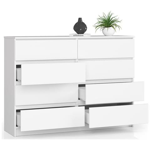 Cassettiera K140, 8 cassetti, 138x40x99 cm, Colore Bianco - Foto 2