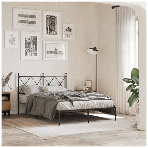 Giroletto Con Testiera In Metallo Nero 120x190 Cm - Foto 3