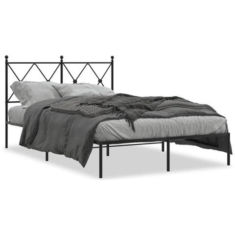 Giroletto Con Testiera In Metallo Nero 120x190 Cm - Foto 1