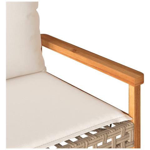 Panca Da Giardino Con Cuscino Beige Misto Polyrattan E Acacia - Foto 2