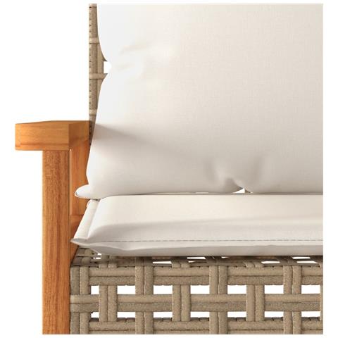 Panca Da Giardino Con Cuscino Beige Misto Polyrattan E Acacia - Foto 10