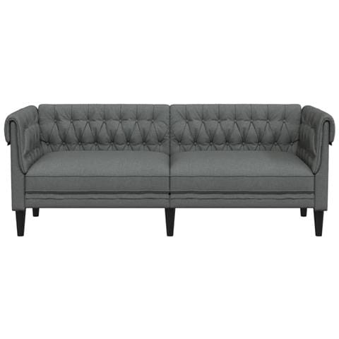 Divano Chesterfield a 3 Posti Grigio Scuro in Tessuto - Foto 2