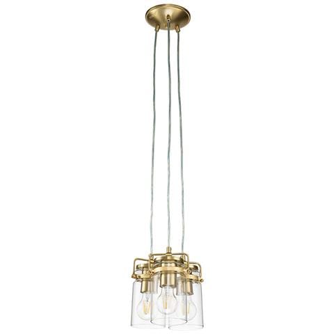 Lampadario Contemporaneo Brinley Acciaio Ottone Spazzolato 3 Luci E27 - Foto 2