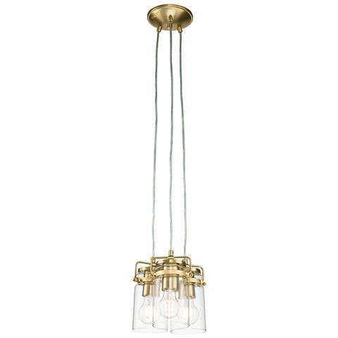 Lampadario Contemporaneo Brinley Acciaio Ottone Spazzolato 3 Luci E27 - Foto 1