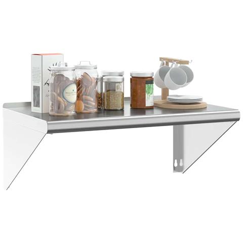 Mensola A Muro 75x45x31 Cm Argento In Acciaio Inossidabile - Foto 2