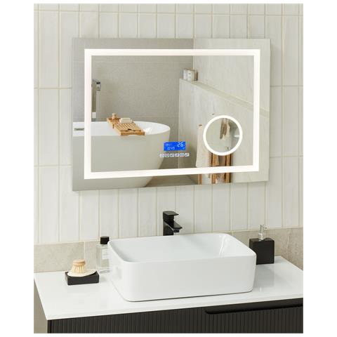 Specchio Da Bagno Con Luce Led Thaix 80 Cm 60 Cm Argento - Foto 1
