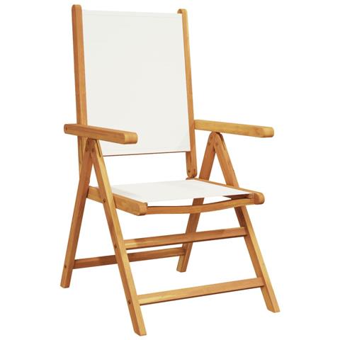Sedie Da Giardino Reclinabili 4pz Bianco Crema Tessuto E Legno - Foto 3