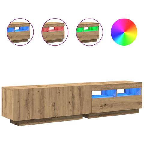 Mobile Porta TV con LED Artigianale 180x35x40 cm Multistrato - Foto 1