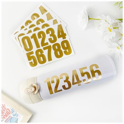 Adesivi Con Numeri In Lamina D'oro, Etichette Adesive In Vinile Da 0 A 9 (confezione Da 10) Gold - Foto 2